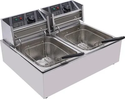 Image de Cuiseur double - Capacité de 12 litres - Réglage de la température - Chauffage rapide - 2 paniers de cuisson et couvercle - Acier inoxydable