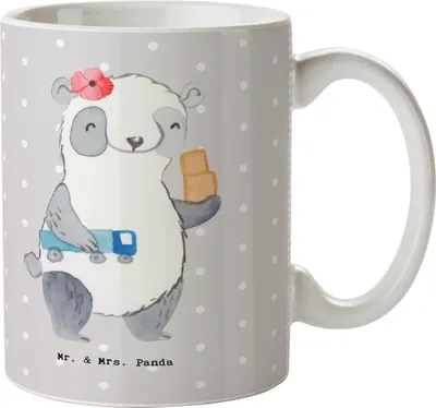 Produktbild von Mr. & Mrs. Panda Kaffeetasse Speditionskauffrau Herz - Grau Pastell - Geschenk, Teetasse, Becher, Tasse, Kaffeebecher, Trinkbecher