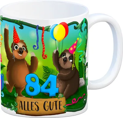 Produktbild von Faultier Kaffeebecher zum 84.Geburtstag Tasse Kaffeetasse Becher mug Teetasse