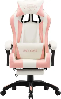Immagine prodotto di Sedia da Gaming con Poggiapiedi Rosa e Bianca in Pelle finta