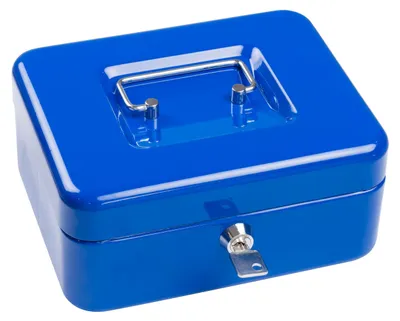 Produktbild von Geldkassette Blauw - 20x16x9 cm - 5 Fächer für Münzen - Metall