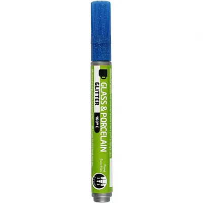 Image de Stylo en verre et porcelaine pailleté semi-opaque - Bleu