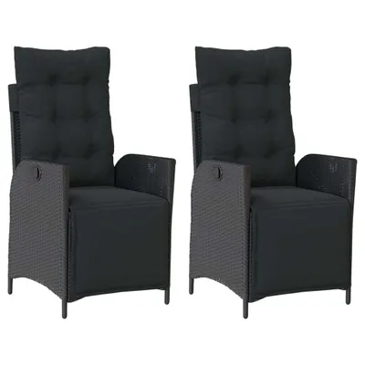 Produktbild von Gartensessel mit Fußteil 2 Stk. Verstellbar Schwarz Poly Rattan