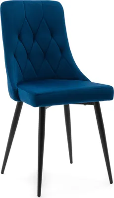 Zdjęcie produktu dla NEW HOME Krzesło CAREN tapicerowane krzesło do jadalni krzesło do salonu z pikowaniem - granatowe - nowoczesne aksamit welur
