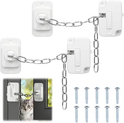 Produktbild von Fenstersicherung Kettenset 2 Stück, verstellbar, für Fenster, weißer ABS und Edelstahl, 133 g