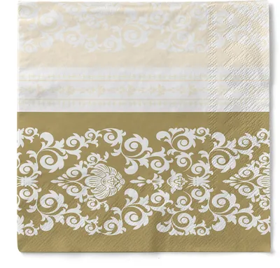 Produktbild von Tissue Serviette Pascal in Gold-Creme, 33 x 33 cm, 3-lagig, 100 Stück - Mank - Ornamente