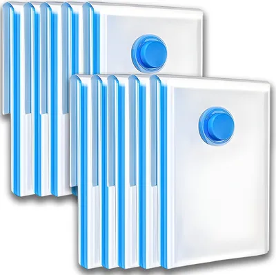 A set of vacuum seal bags with blue valves.