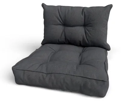 Produktbild von POKAR 2er-Set Loungekissen 60x60x10 und 60x40x10 cm für Gartenmöbel, Anthrazit - Wasserabweisend