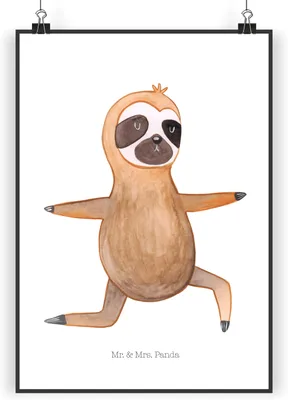 Produktbild von Mr. & Mrs. Panda Bild Faultier Yoga DIN A3 - Weiß - Geschenk, wanddeko, Entspannung, Yogaübungen, wandkunst, drucke, Designposter, Plakat