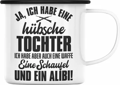 Produktbild von Trendation - Papa Emaille Tasse Geschenk von Tochter für Vater Hübsche Tochter Geschenkidee Emaille Emaille Tasse (Schwarz)