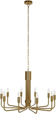Image de Lustre Elanova (style rétro, vintage, antique) en or/laiton, en métal (10 ampoules E14) - Suspension, lustre, lampe de plafond, lampe pour salon