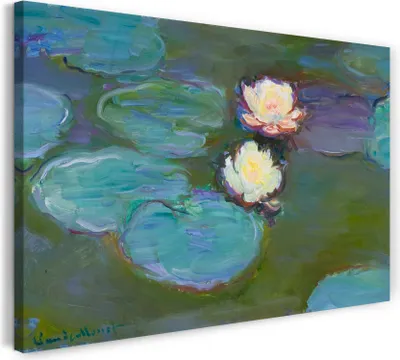 Produktbild von Leinwandbild (80x60cm): Claude Monet - Seerosen, echter Holz-Keilrahmen inkl. Aufhänger, handgefertigt in Deutschland