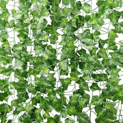 Image de Guirlande de lierre artificiel, 24 pièces, 2,2 mètres, couleur verte, décoration murale, plante artificielle
