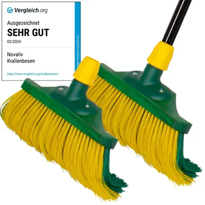 Produktbild von Novaliv 2x Premium Krallenbesen mit Stiel 40cm, Spezialbesen gebogenen Borsten - Ideal als Gartenbesen, Kratzbesen, Kunstrasen Besen, Optimal für Camping, Straßenbesen, Kehrbesen