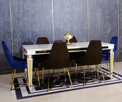 Produktbild von Moderner Esszimmer Set Luxus Möbel Esstisch 6x Stühle Essgarnitur 7tlg