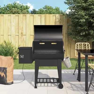 Produktbild von Möbel Pelletgrill mit Ablage Schwarz 94 cm Eisen - Holzkohlegrills 360068