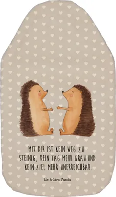 Produktbild von Mr. & Mrs. Panda Wärmflasche Igel Liebe - Grau Pastell - Geschenk, Partner, Flauschige, Wärmflaschen, Hochzeitstag, naturkautschuk, Wärmekissen, Freundin, Plüsch