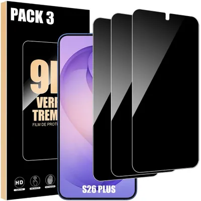 Image de 3 Vitre Protection Verre Trempé pour Samsung Galaxy S26 Plus, Anti-espion Anti-Rayures 9H