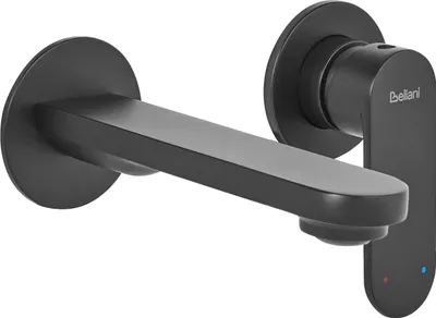 Produktbild von BELIANI Wandmontierte Waschtischarmatur Schwarz aus Messing Einhebelmischer Mischbatterie Wandmontage Wandarmatur Waschbecken Badezimmer