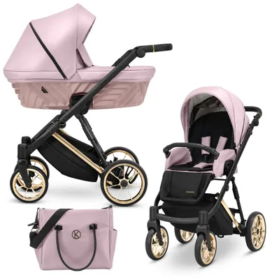 Produktbild von Kinderwagen Kunert Ivento Premium 2in1 - goldene Rahmenfarbe - Farbe: Eco Pink Metallic