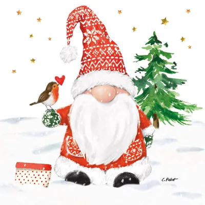 Produktbild von 20 Servietten Christmas Buddy - Winterzwerg im Schnee 33x33cm