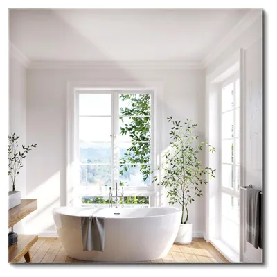 Produktbild von Wallfluent Rechteckig Spiegel – Rahmenloser Wandspiegel - Badezimmerspiegel Glas Spiegel - 50 cm x 50 cm