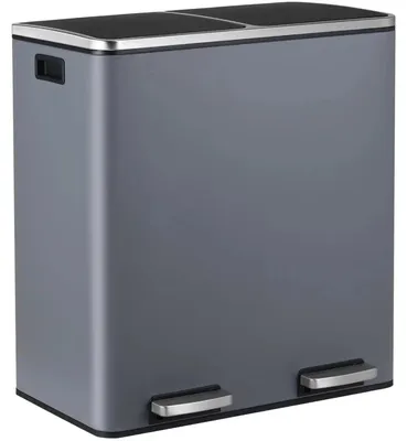 Immagine prodotto di Contenitore per rifiuti - Bidone - Secchio - Contenitore per rifiuti - 60 litri - Acciaio inossidabile - Coperchio con chiusura ammortizzata