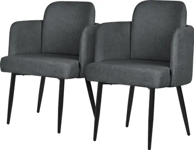 Zdjęcie produktu dla ML-Design zestaw 2 krzeseł do jadalni obicie tkanina antracyt Krzesło kuchenne z podłokietnikami i oparciem o wyglądzie rattanu Krzesło tapicerowane z metalowymi nogami Ergonomiczne