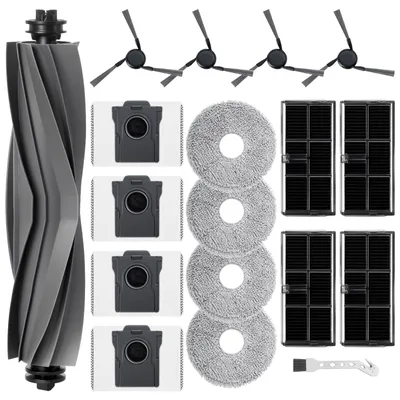 Zubehörset für Mova E40 Ultra: 1 Hauptbürste, 4 Filter, 4 Wischtücher