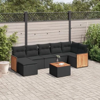 Produktbild von Möbel 8-tlg. Garten-Sofagarnitur mit Kissen Schwarz Poly Rattan 2024