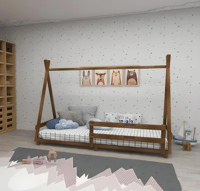 Obrázek produktu pro Robustní hnědá postel do dětského pokoje rám postele Velké postele