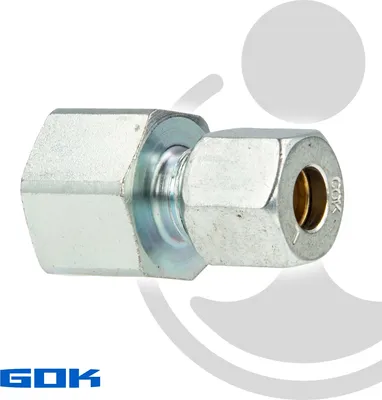 Produktbild von Schneidringverschraubung Typ GAI - Gerade Verschraubung Ø 8 mm x 1/2 Zoll IG, Stahl verzinkt, Schneidring Messing