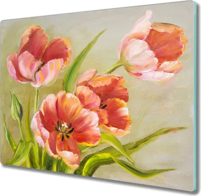Produktbild von Coloray Hackbrett Herdabdeckplatte 60x52 cm Küchenbrett Kochplattenabdeckung Schneidebrett - Blumen Pflanzen Blätter