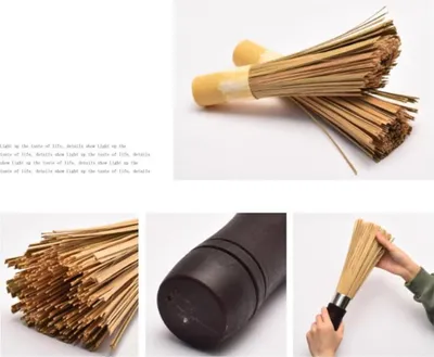 Produktbild von Bambus Scrub Bürste - Küchenreinigungsbürsten - 4 Stück - Holzgriff - Für Töpfe und Wok