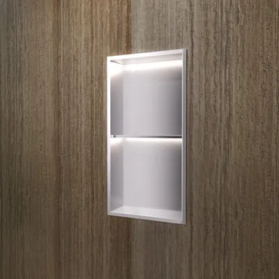 Produktbild von Wandnische Dusche MARSHALL mit LED gebürstetes chrom