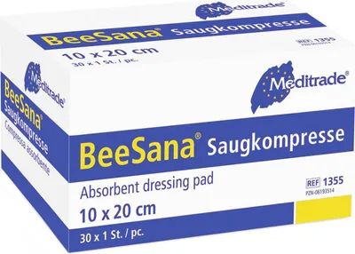 Produktbild von Meditrade BeeSana®- Saugkompresse - unsteril - 20cm x 20cm - 25 Stück