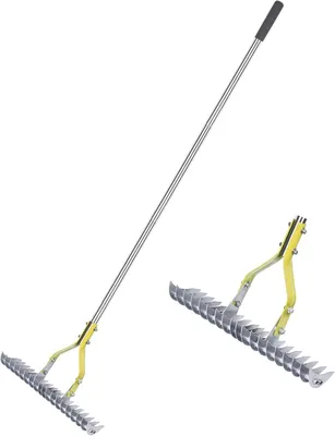 Zdjęcie produktu dla Grabie ogrodowe 148 cm, stal węglowy, regulowany trzonek, do ogrodu
