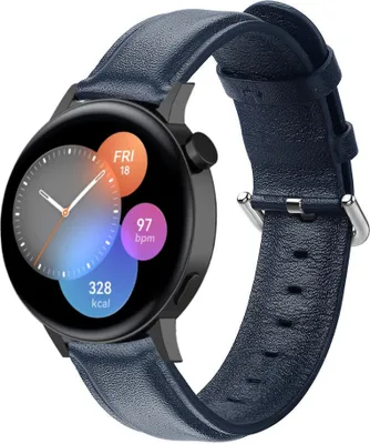 Produktbild von Strap-it Huawei Watch GT 3 42mm Lederarmband (Dunkelblau) - Große: S/M