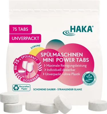 Produktbild von HAKA Spülmaschinen Mini Power Tabs 75 Stk. für strahlendes Geschirr