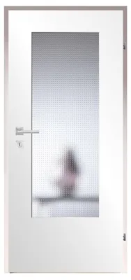 Produktbild von FLEXO Weiß 80 x 200 cm Türen mit Lichtausschnitt, ESG 4 mm Mastercarree, Sicherheitsglas, Innenraumbeleuchtung, Badezimmertür, Schlafzimmertür, Glastür