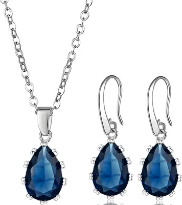 Immagine prodotto di Elegante Set ZI-38880 Argento/Blu con Zirconi - Collana e Orecchini KP38880