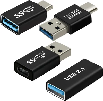 Zdjęcie produktu dla Adapter USB-C + USB, 4-pak OTG męski żeński, czarny