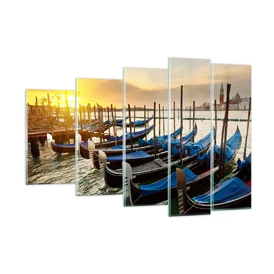 Produktbild von Bilder auf glas - Venedig Gondel - 150x100cm - Glasbilder - Wandbilder - Kunstdruck - zum Aufhängen bereit - Wanddekoration aus Glas - Glas Bilder - Wandbild auf Glas - 5 Teile - GEG150x100-3531