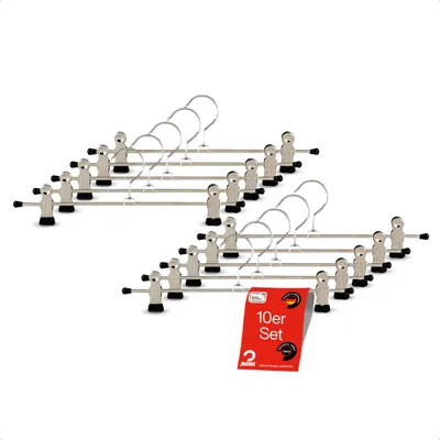 Produktbild von MAWA Kleiderbügel mit Clips, 10er-Set, rutschfest, 30 cm, Schwarz, drehbar