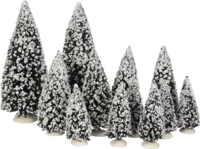 Produktbild von LuVille Weihnachtsdorf-Miniatur Evergreen Bäume - 12 Stück