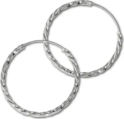 Image de SilberDream Créoles pour femmes 925 argent argent torsadé Boucles d'oreilles 30mm SDO87123