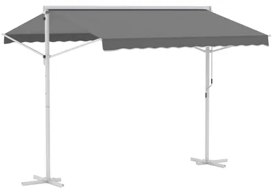 Produktbild von Standmarkise Gartenmarkise Markise Mit Faltarm Kurbel Terrasse Grau 3X3M