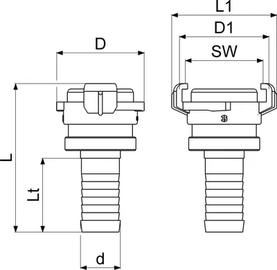 Image de Js Schnellkupplung Mit Konter-Mu  Dn20,3/4",Messing,Ktw+W270