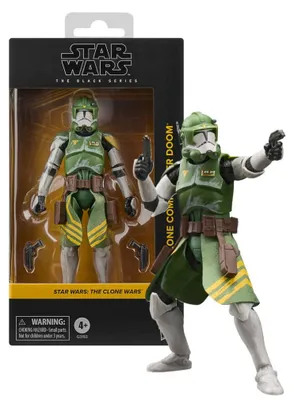 Image de Star Wars : La Guerre des Clones, série Black, figurine d'action : Commandant Clone Doom, 15 cm