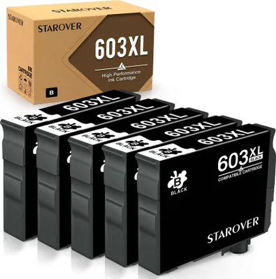 Produktbild von 5x Schwarz 603XL Druckerpatronen Kompatibel für Epson 603 XL für Epson Expression Home XP-3100 XP-4100 XP-2100 XP-2105 XP-3105 XP-4105 Workforce WF-2830 WF-2810 WF-2835 WF-2850